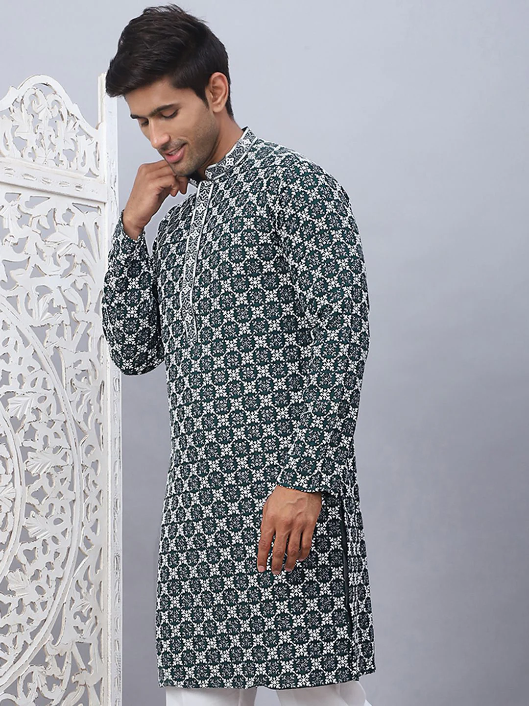 Jompers Floral Printed Mandarin Collar Straight Kurta - Image 5