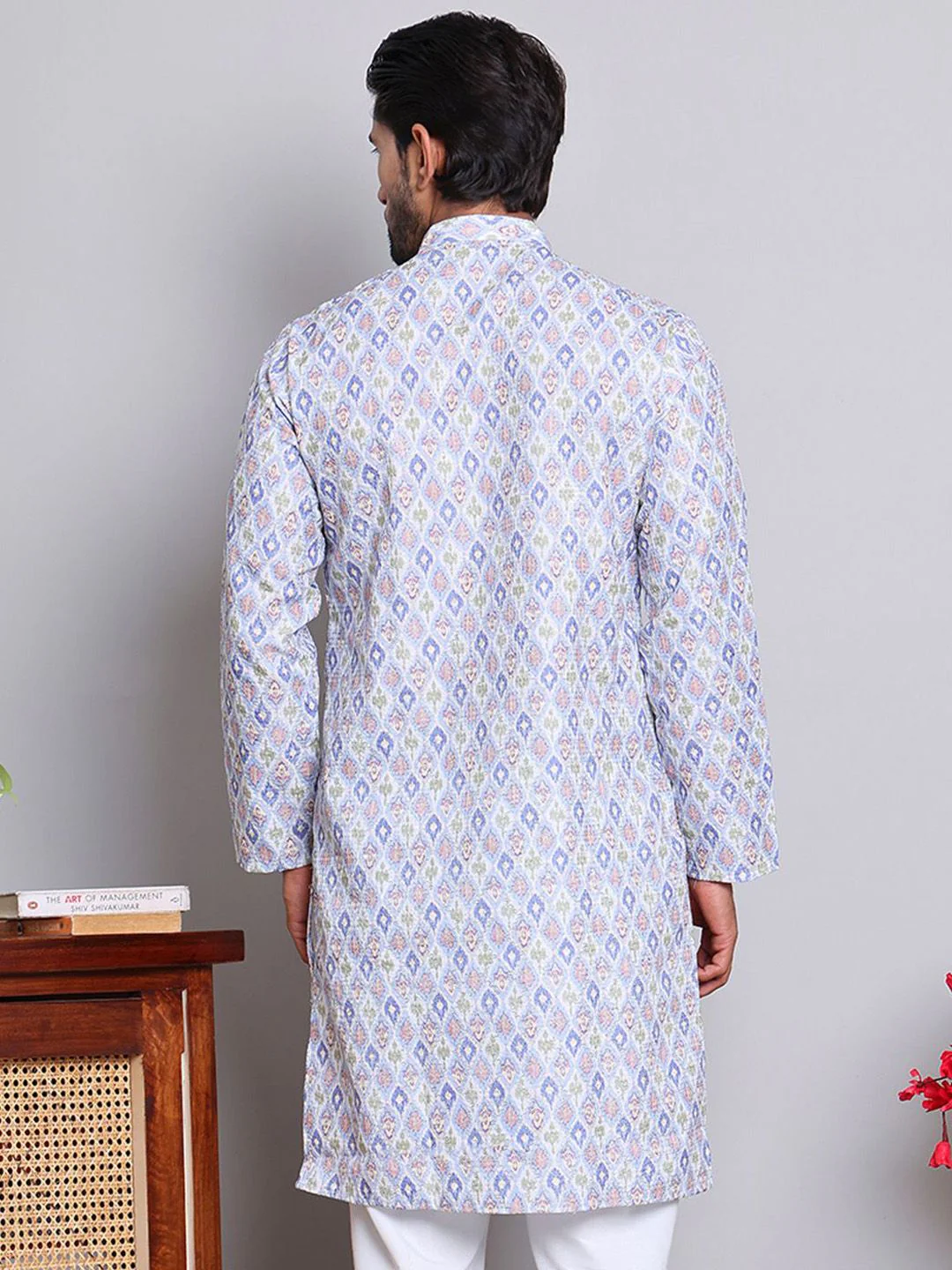 Jompers Geometric Printed Mandarin Collar Straight Kurta - Image 4
