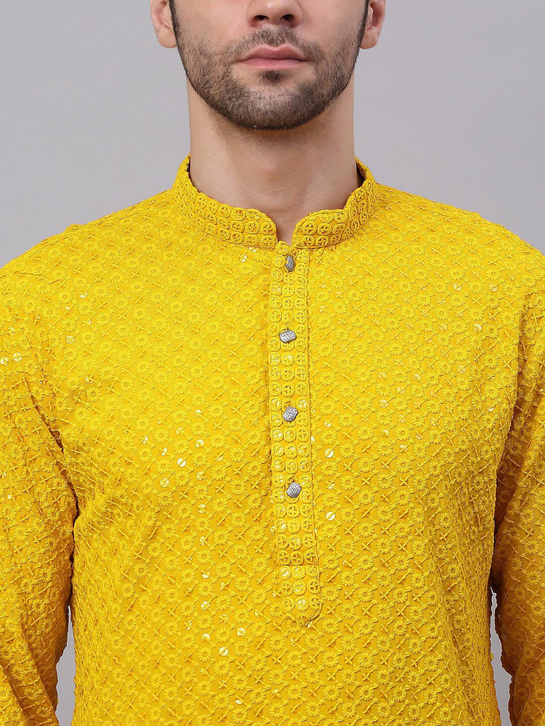 Jompers Men Embroidered Cotton Kurta - Image 2