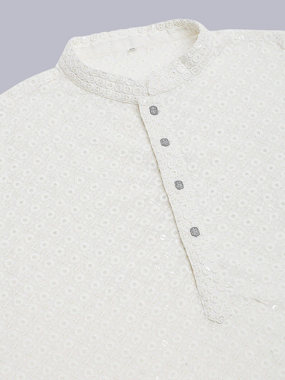 Jompers Men Ethnic Motifs Embroidered Mirror Work Cotton Kurta - Image 4
