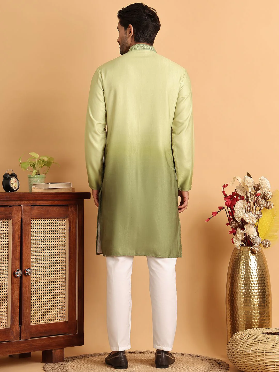 Jompers Men Ethnic Motifs Embroidered Regular Sequinned Kurta with Pyjamas - Image 6