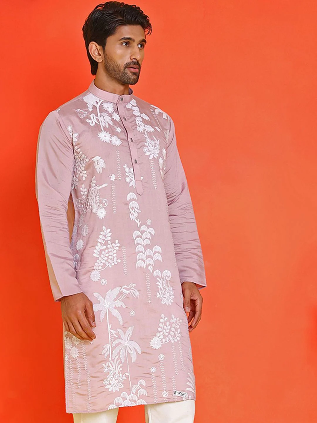 Jompers Men Floral Embroidered Chikankari Floral Kurta - Image 3