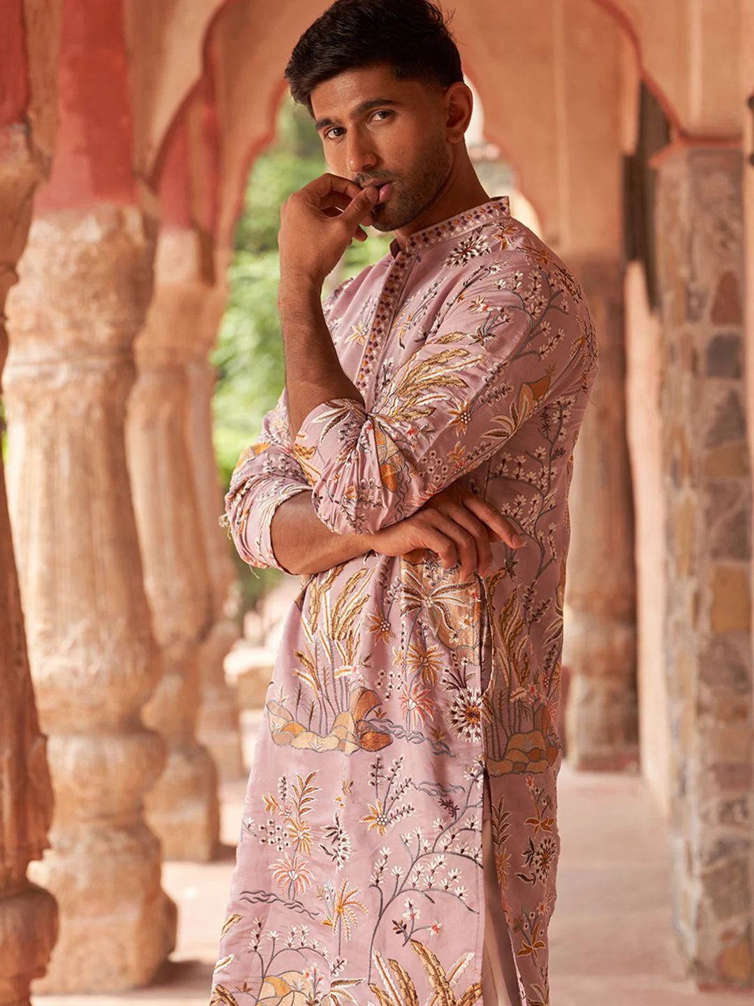 Jompers Men Floral Embroidered Chikankari Floral Kurta - Image 4