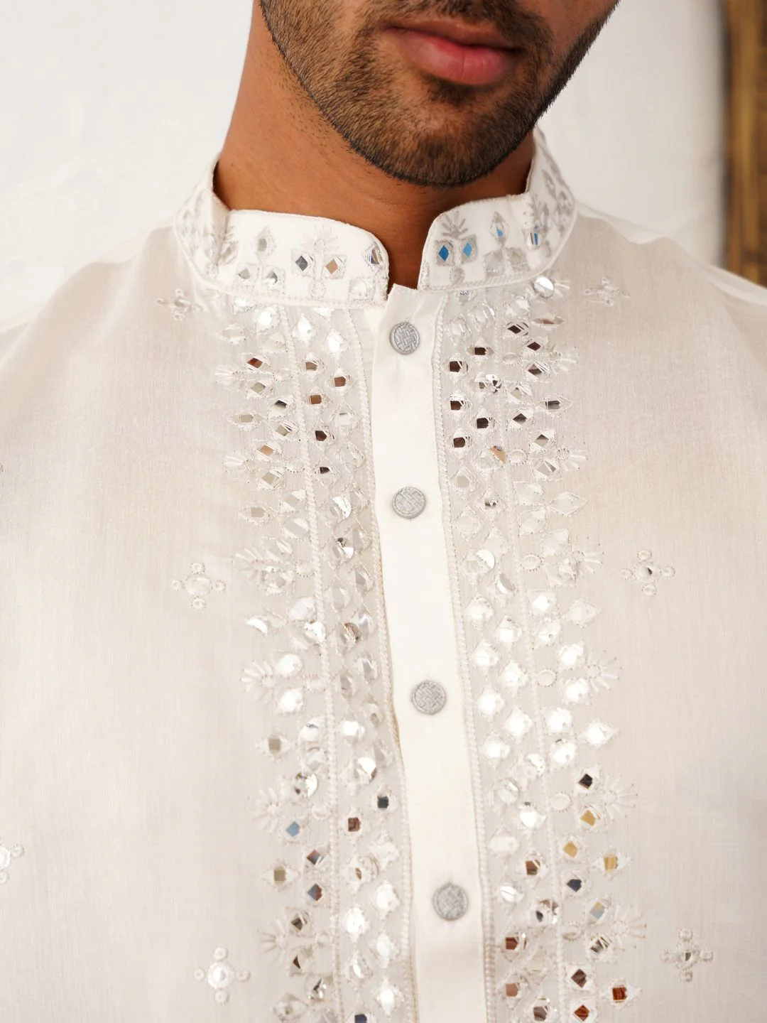 Jompers Geometric Embroidered Mirror Work Kurta Straight Kurta - Image 4