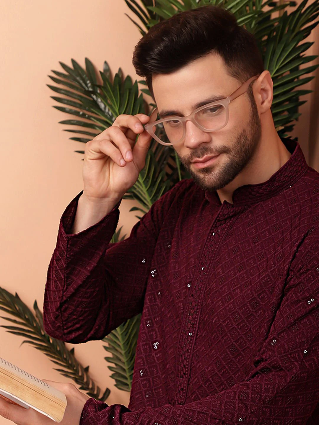 Jompers Men Geometric Embroidered Straight Kurta - Image 5