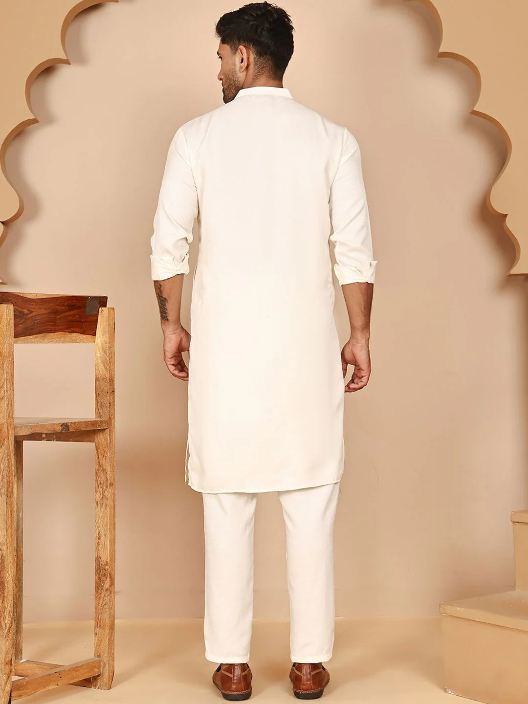 Jompers Men Solid Kurta with Pyjama - Image 6