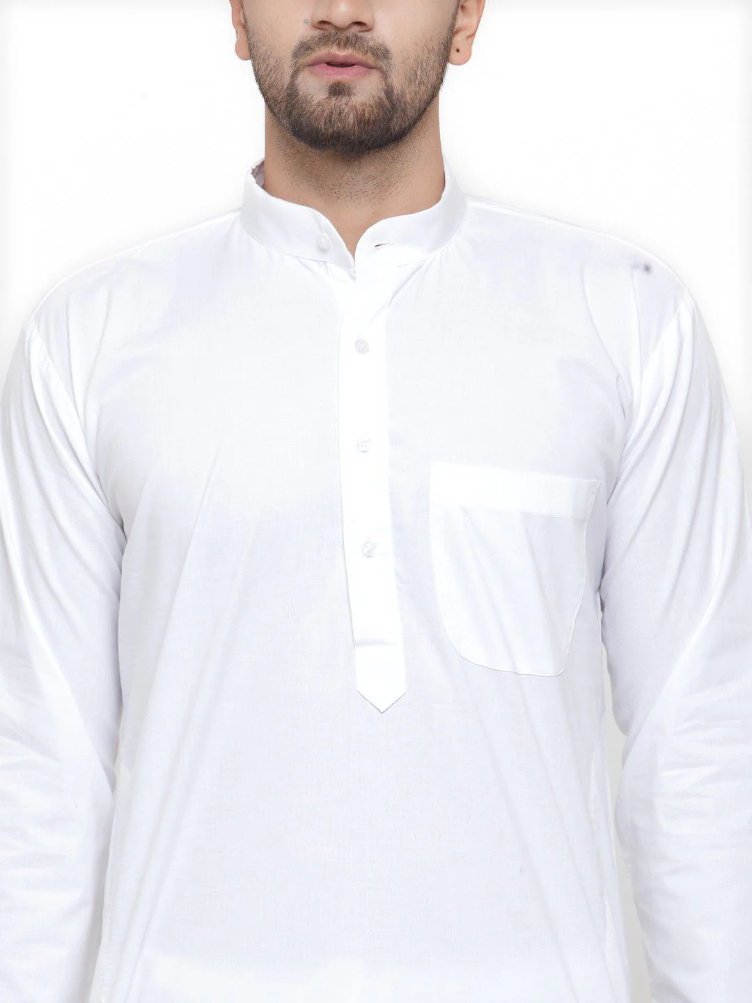 Jompers Men White Solid Kurta with Pyjamas - Image 2