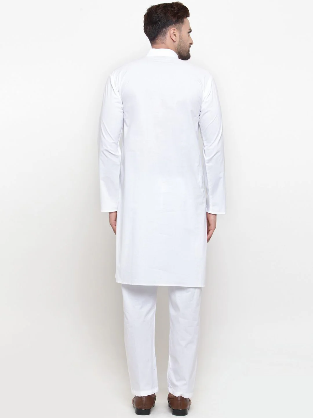 Jompers Men White Solid Kurta with Pyjamas - Image 5