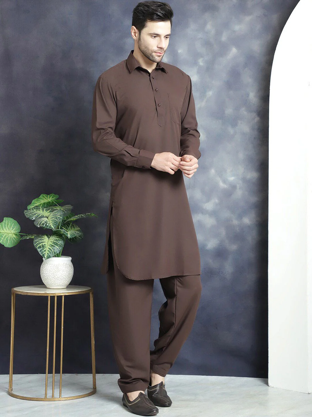 Jompers Shirt collar Regular Pathani Kurta With Salwar - Image 5