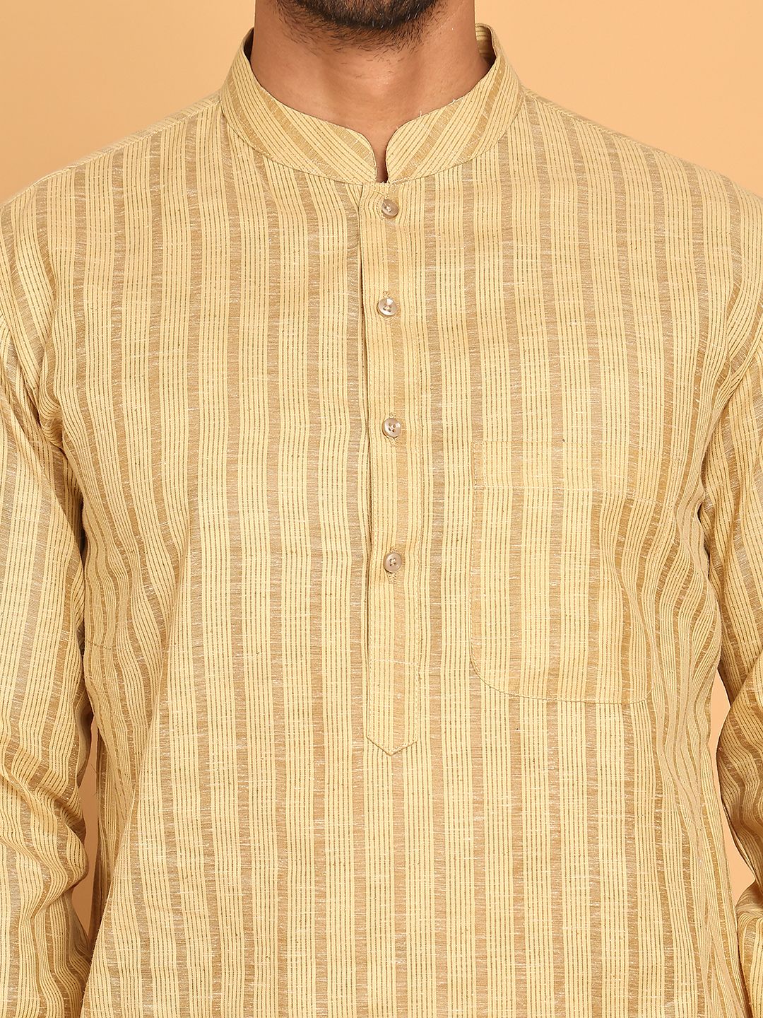 Jompers Striped Mandarin Collar Pure Cotton Straight Kurtas - Image 2