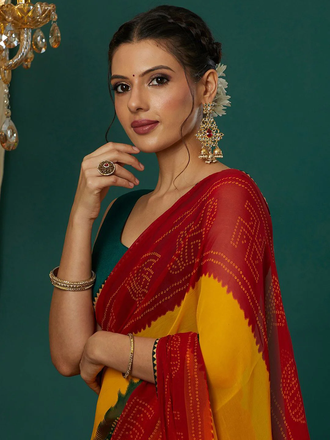 KALINI Bandhani Pure Georgette Bandhani Saree - Image 5