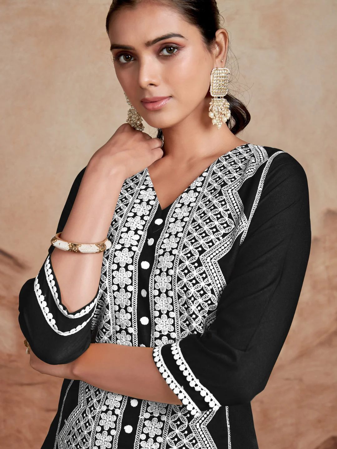 KALINI Chikankari Embroidered Straight Kurta - Image 6