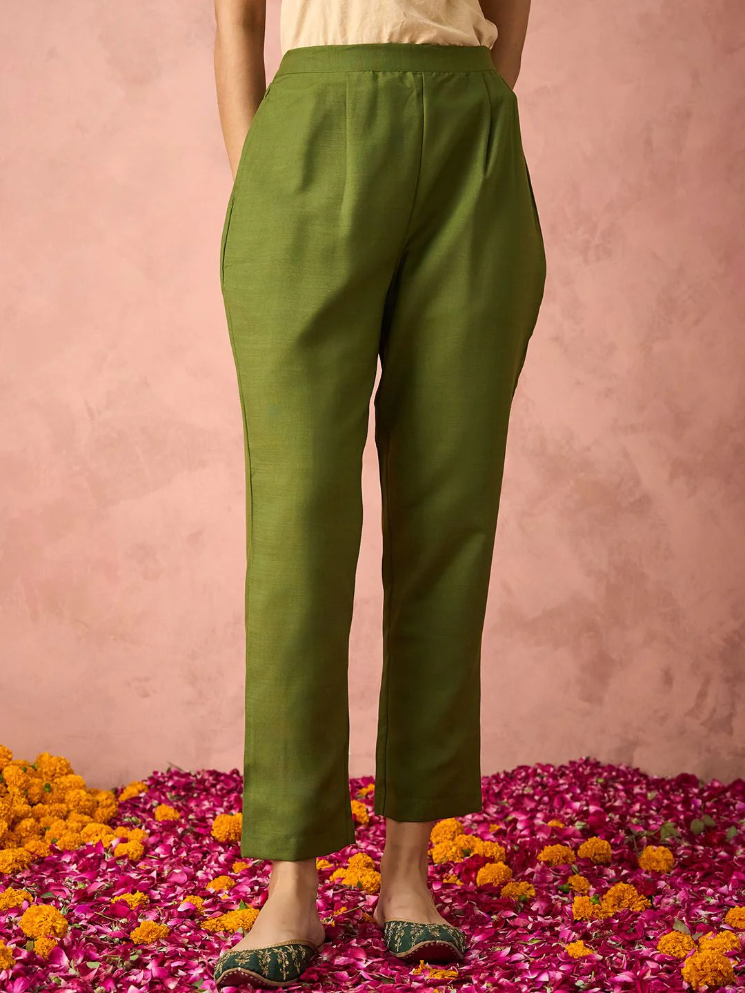 KALINI Ethnic Motifs Embroidered Straight Kurta With Trousers & Dupatta - Image 7