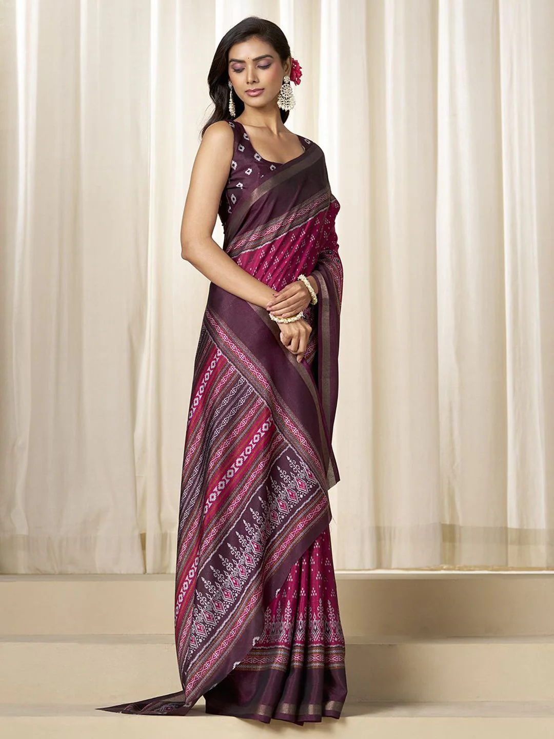 KALINI Ethnic Motifs Pure Cotton Saree - Image 3