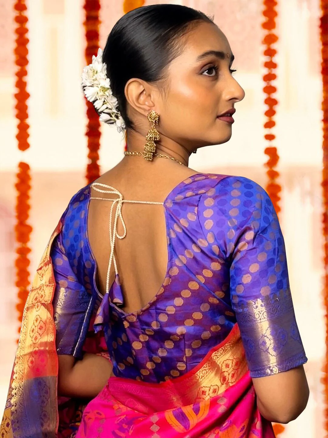 KALINI Ethnic Motifs Woven Design Zari Kanjeevaram Saree - Image 4