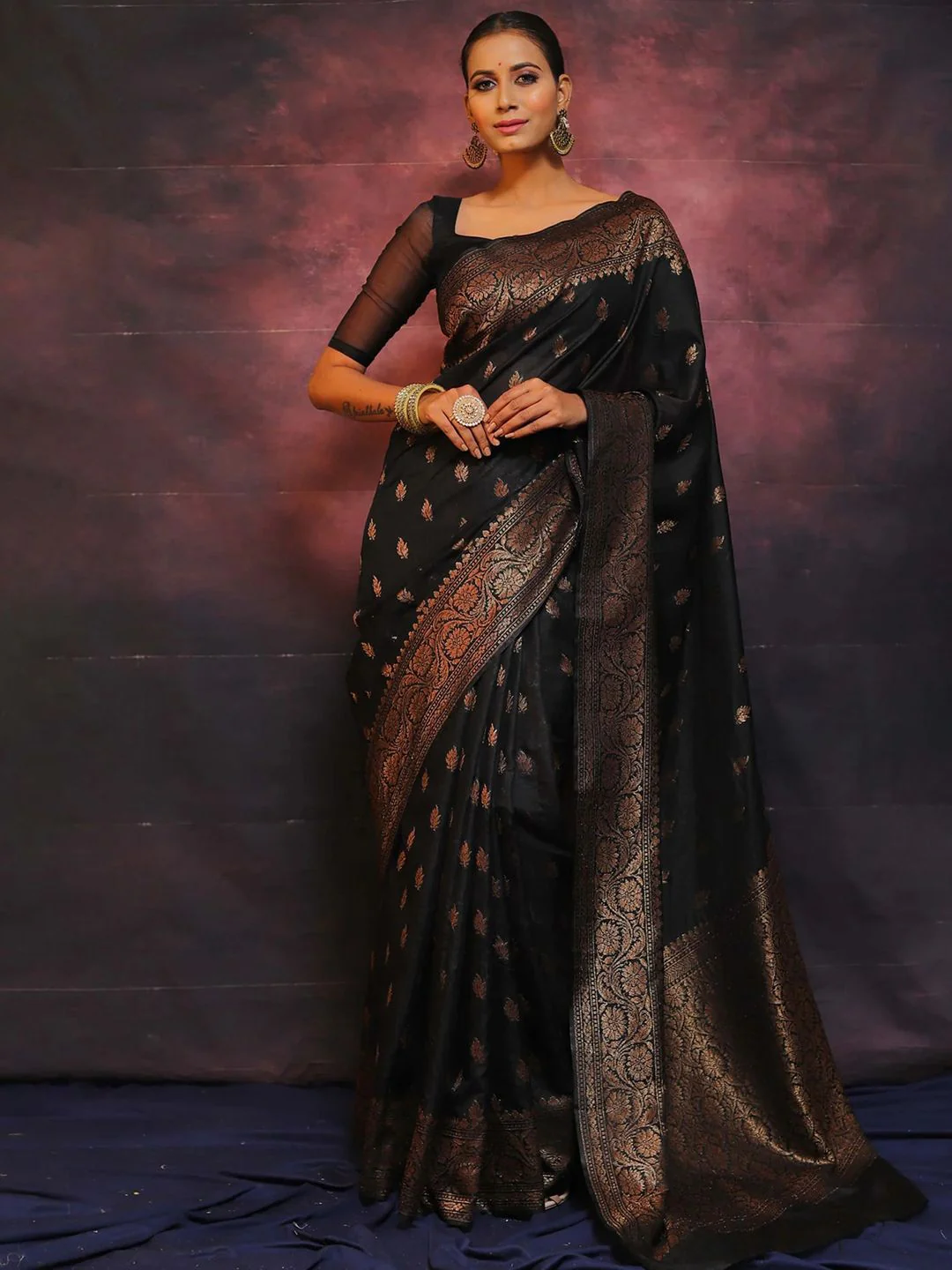 KALINI Ethnic Motifs Zari Banarasi Saree - Image 2