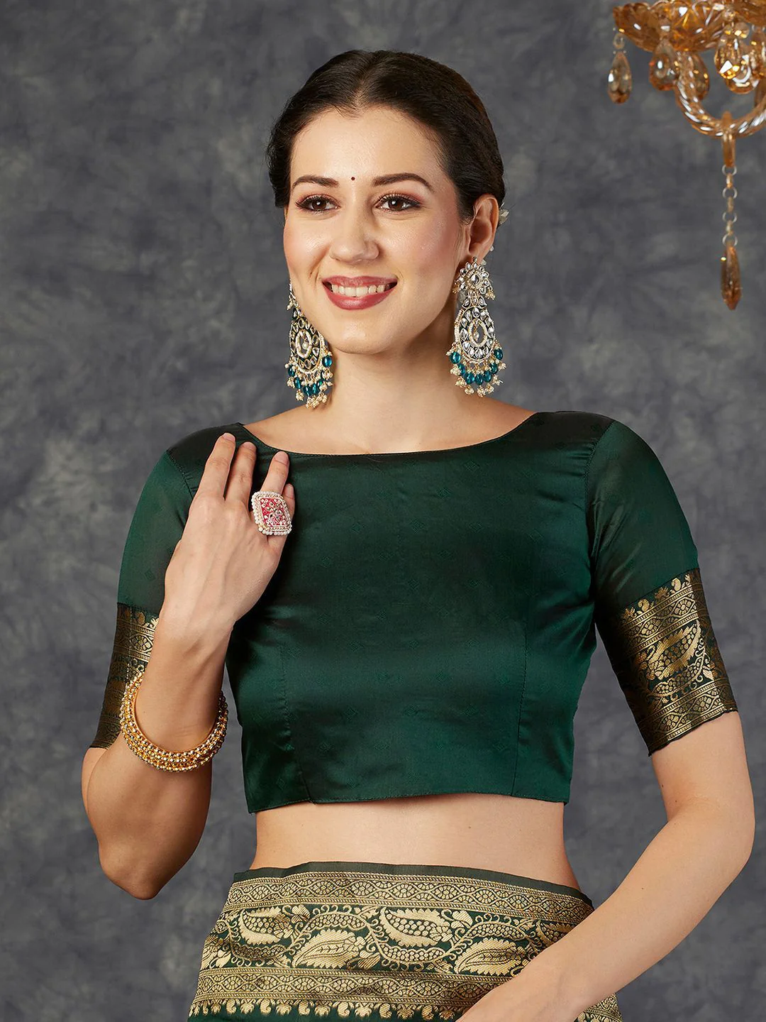 KALINI Ethnic Motifs Zari Banarasi Saree - Image 6