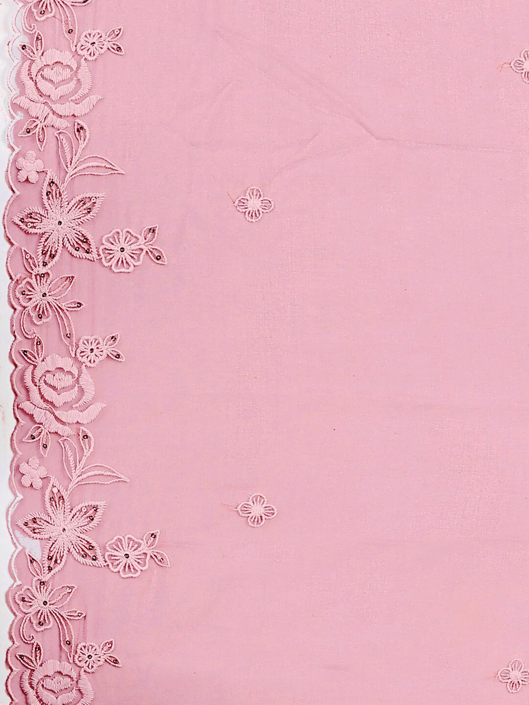 KALINI Floral Embroidered Thread Work Chanderi Cotton Kurta with Trousers & With Dupatta - Image 3