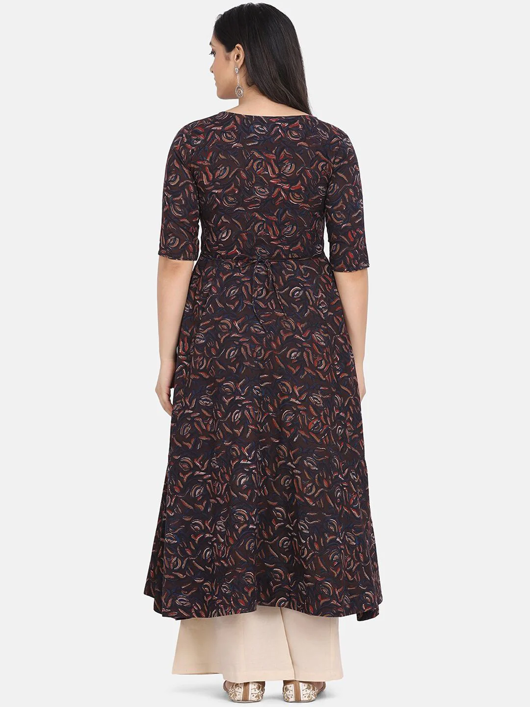 KALINI Floral Printed Pure Cotton Anarkali Kurta Wiith Palazzos - Image 6