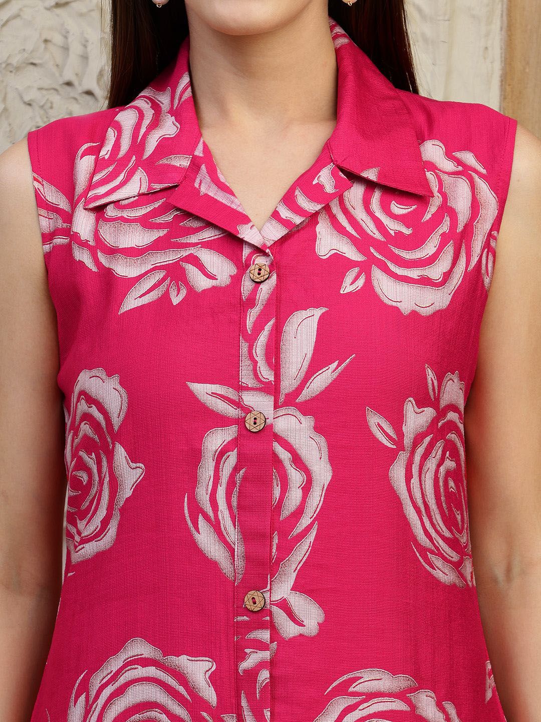 KALINI Floral Printed Shirt Collar A-Line Kurta & Palazzos - Image 2