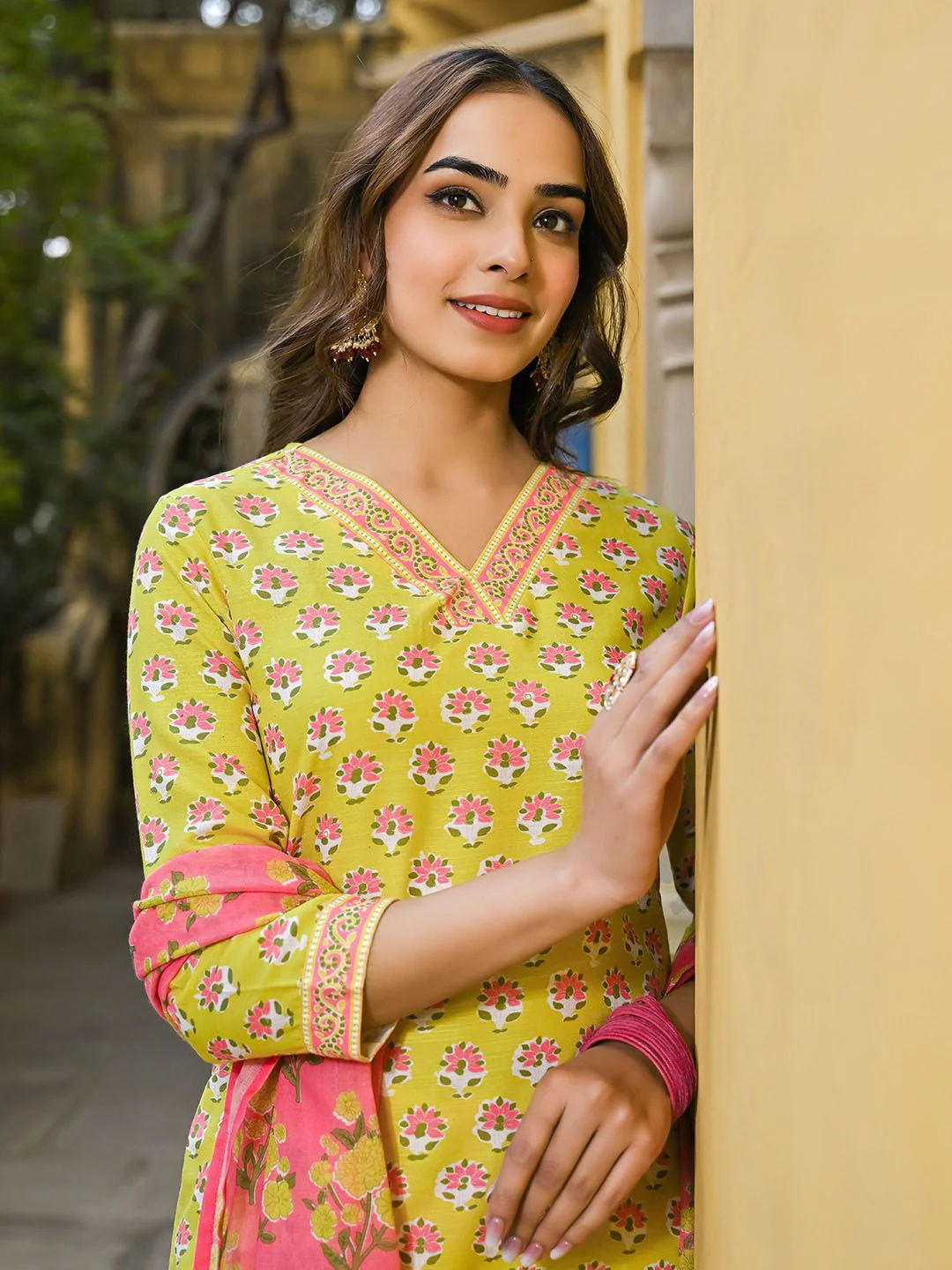 KALINI Floral Printed Straight Kurta with Trousers & Dupatta - Image 3