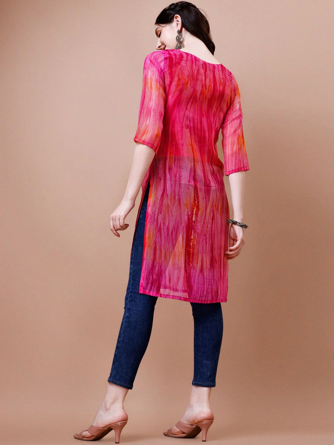 KALINI Pailey Embroidered Chikankari Shadow Work Georgette Straight Kurta - Image 5