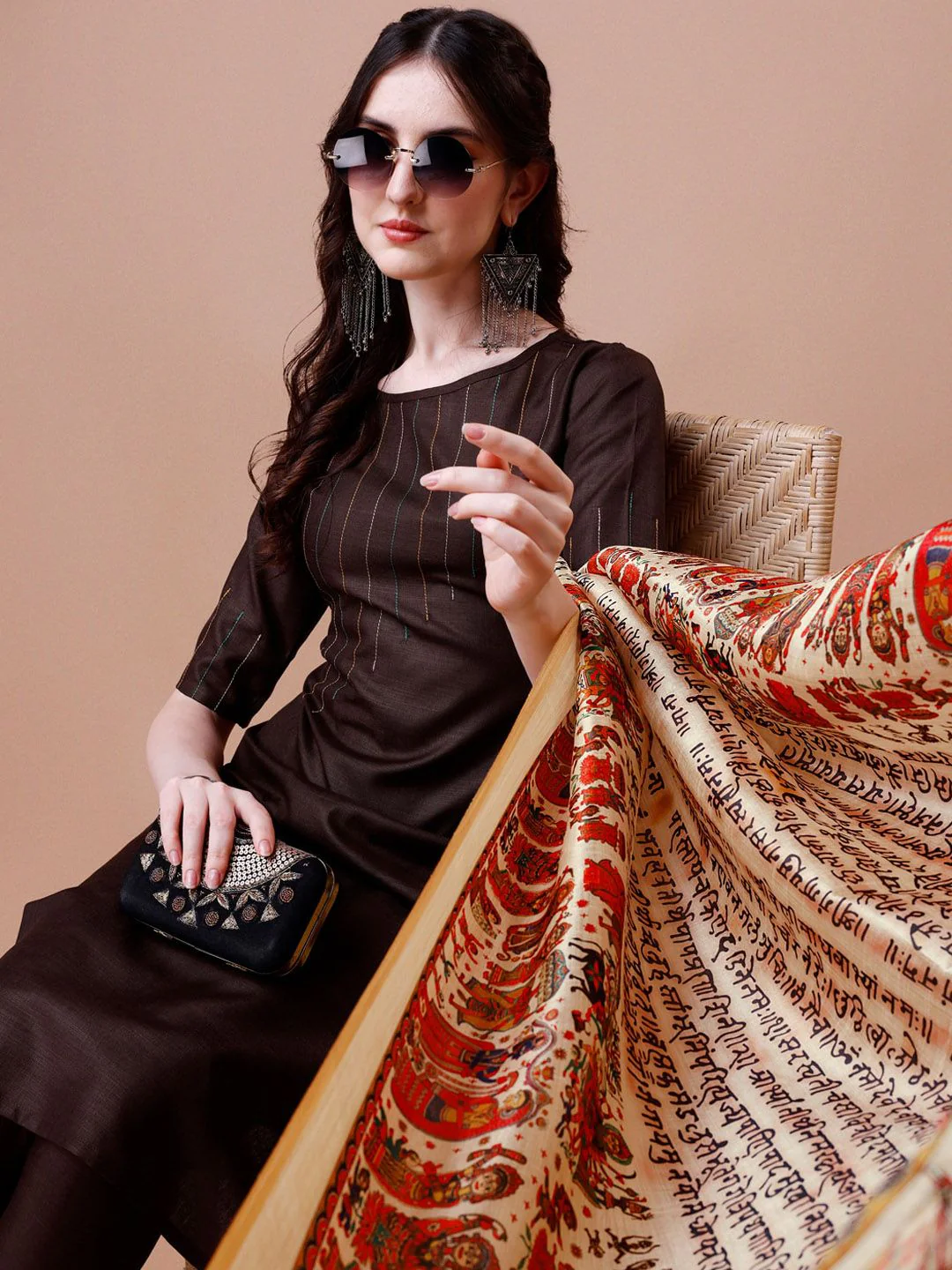 KALINI Regular Thread Work Kurta with Trousers & Dupatta - Image 7