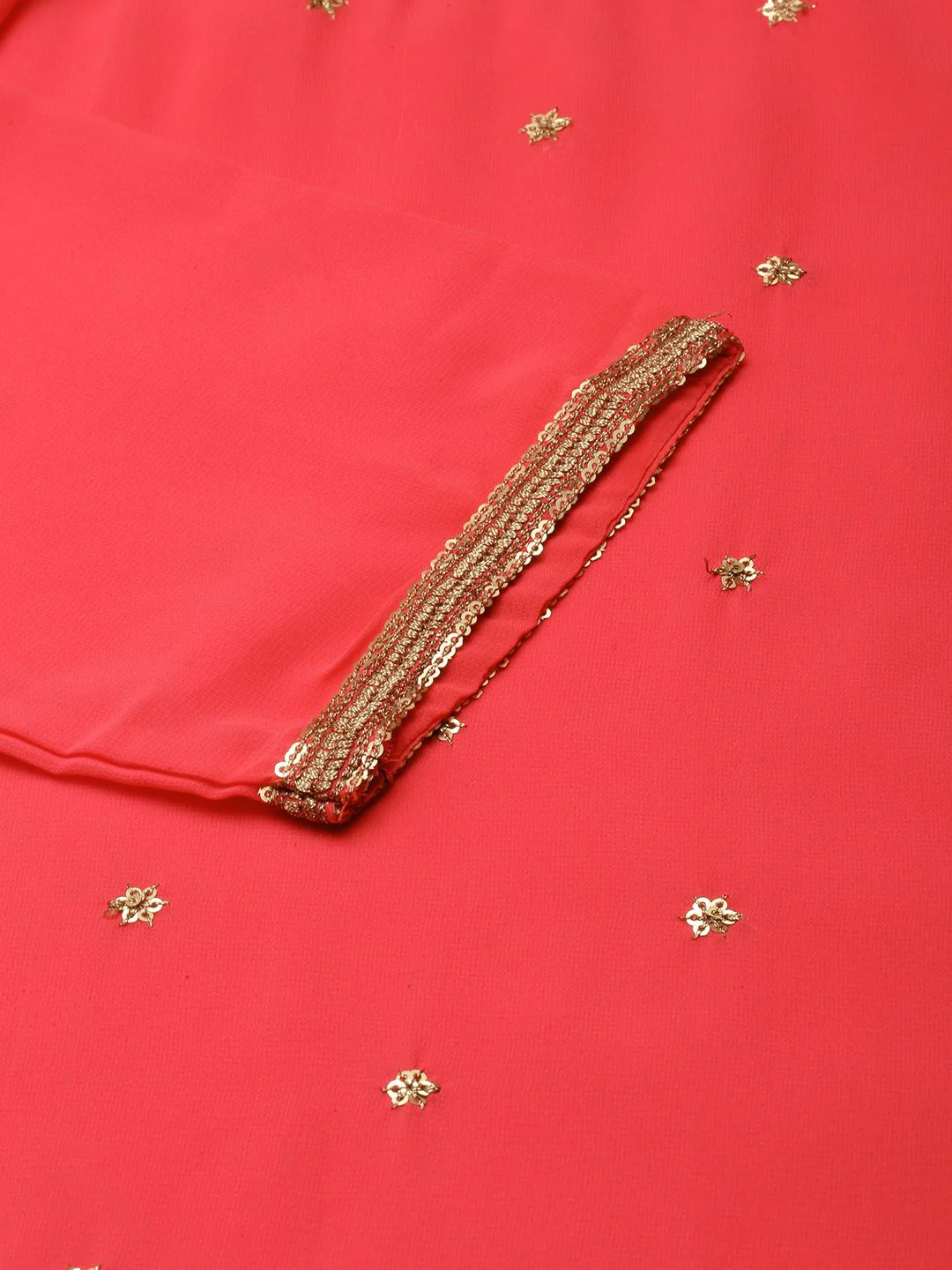 KALINI Round Neck Ethnic Motifs Regular Sequinned Kurta with Trousers - Image 2