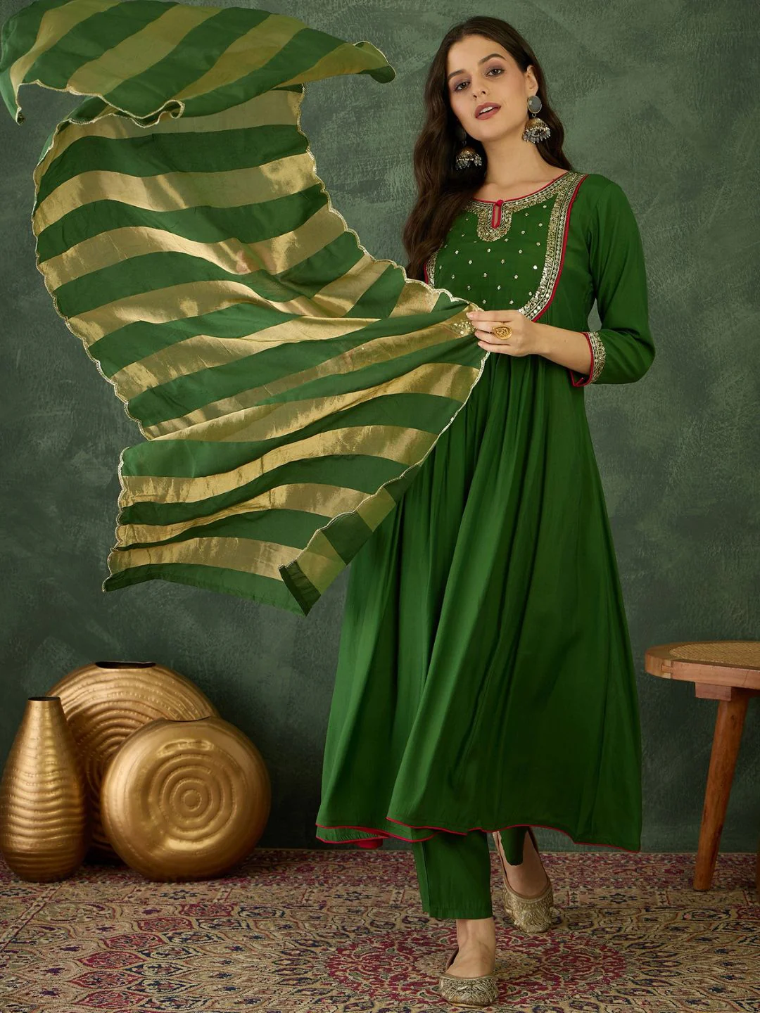 KALINI Women Embroidered A-Line Kurta Set - Image 7