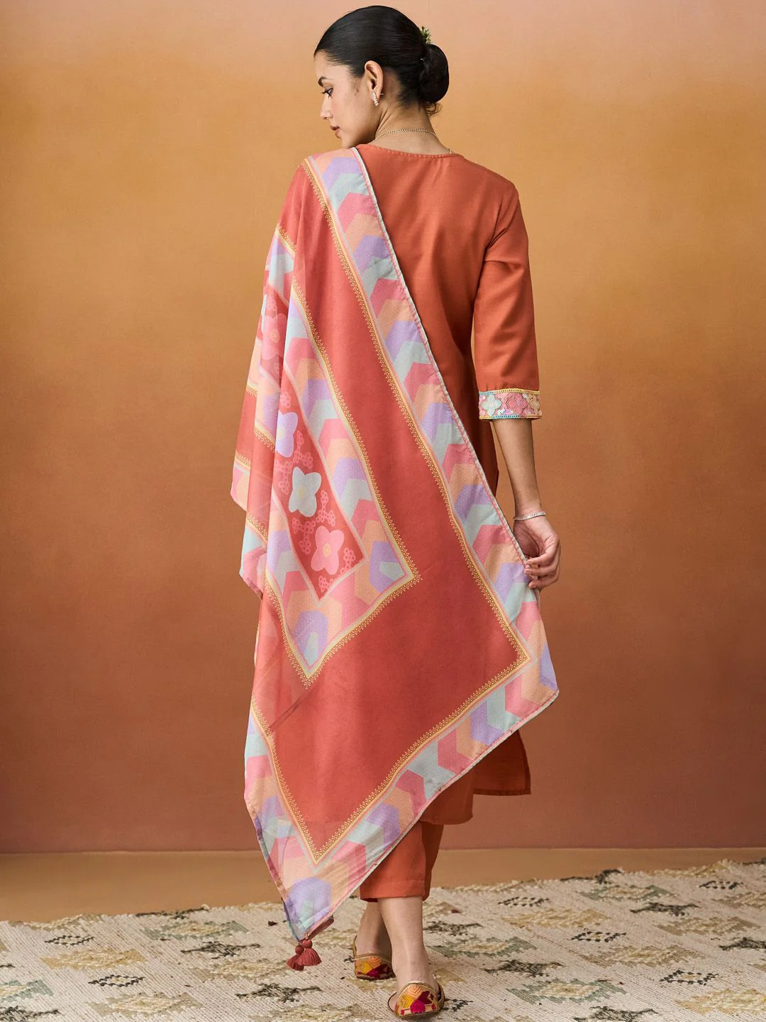 KALINI Women Ethnic Motifs Embroidered Regular Sequinned Kurta with Trousers & With Dupatta - Image 5
