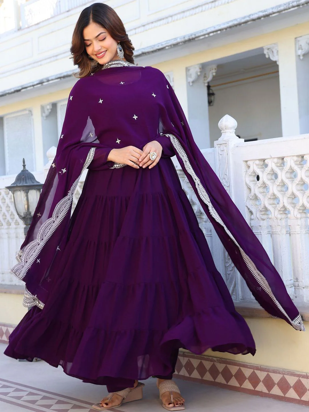 KALINI Women Ethnic Motifs Layered Kurta with Pyjamas & With Dupatta - Image 3