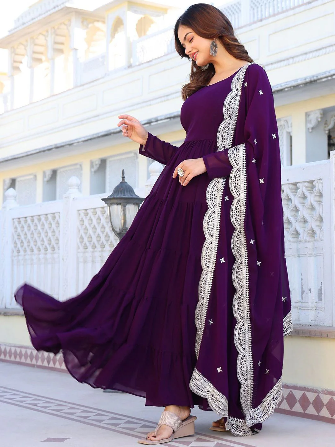 KALINI Women Ethnic Motifs Layered Kurta with Pyjamas & With Dupatta - Image 5