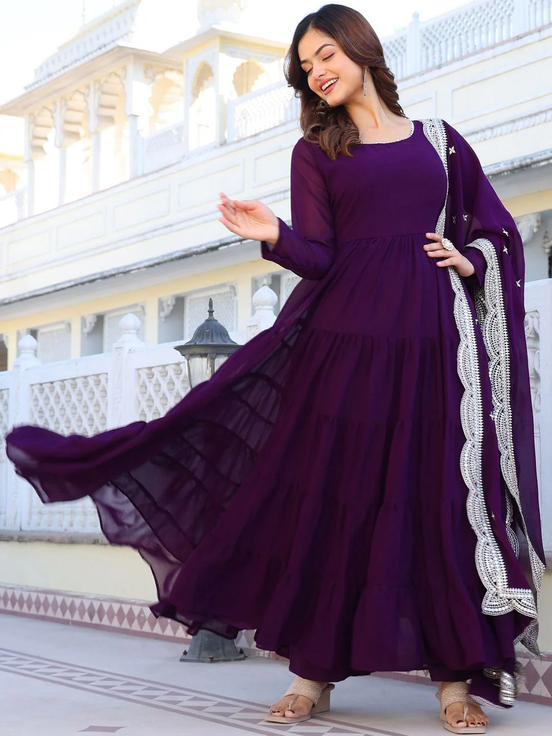 KALINI Women Ethnic Motifs Layered Kurta with Pyjamas & With Dupatta - Image 6