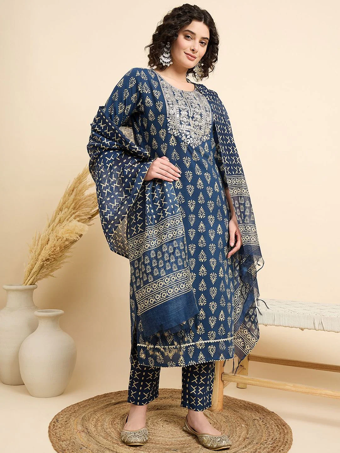 KALINI Women Ethnic Motifs Printed Regular Kurta with Trousers & With Dupatta - Image 5