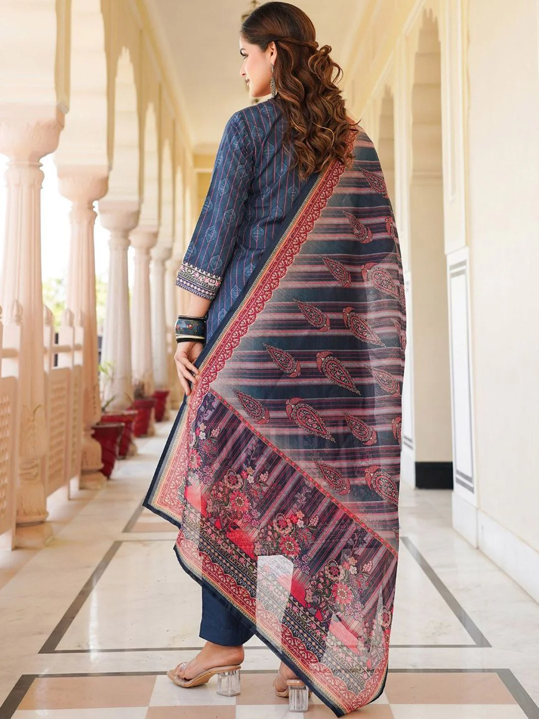 KALINI Women Ethnic Motifs Printed Regular Kurta with Trousers & With Dupatta - Image 6