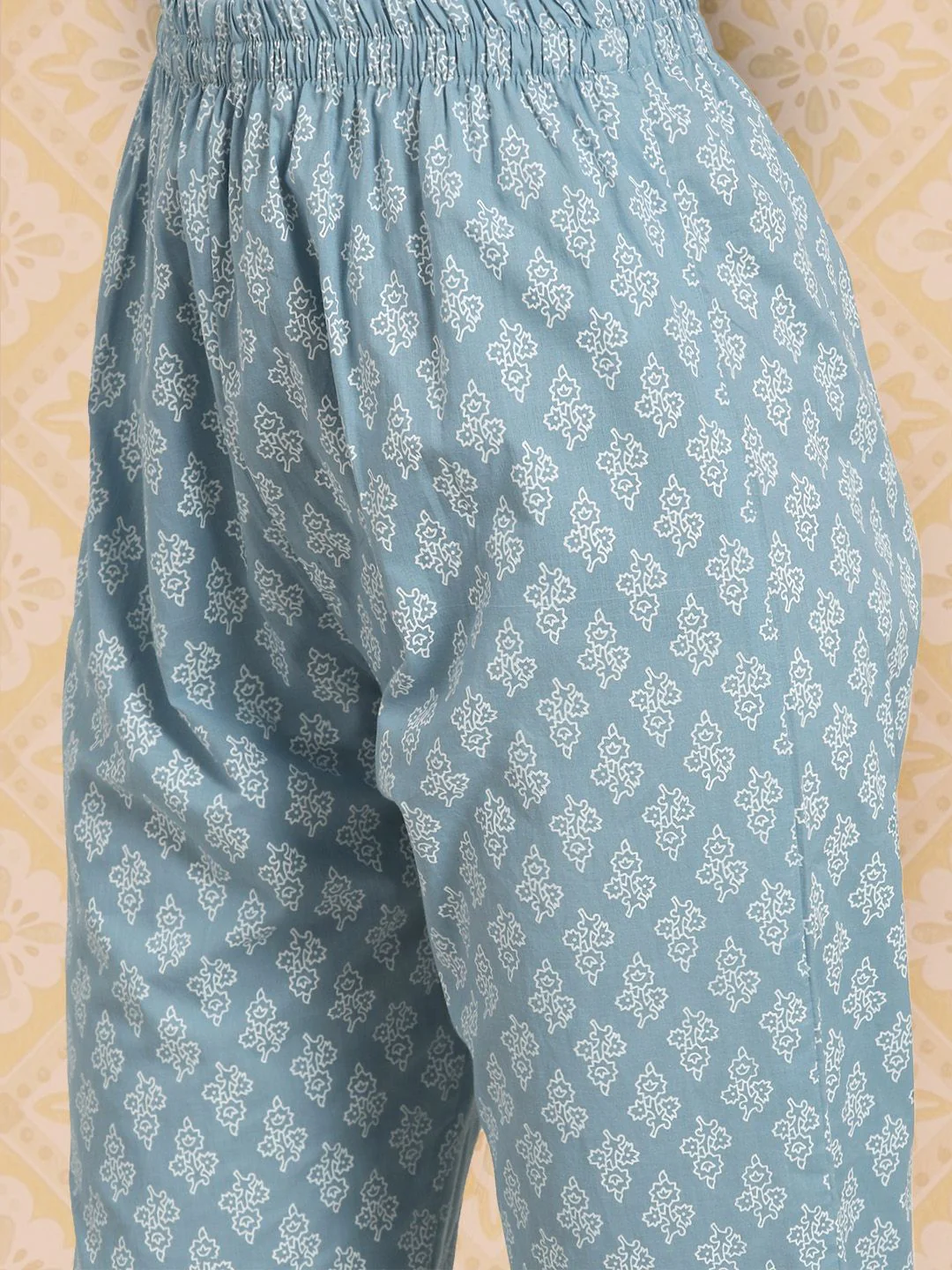 KALINI Women Ethnic Motifs Printed Regular Pure Cotton Kurta with Trousers & Dupatta - Image 7