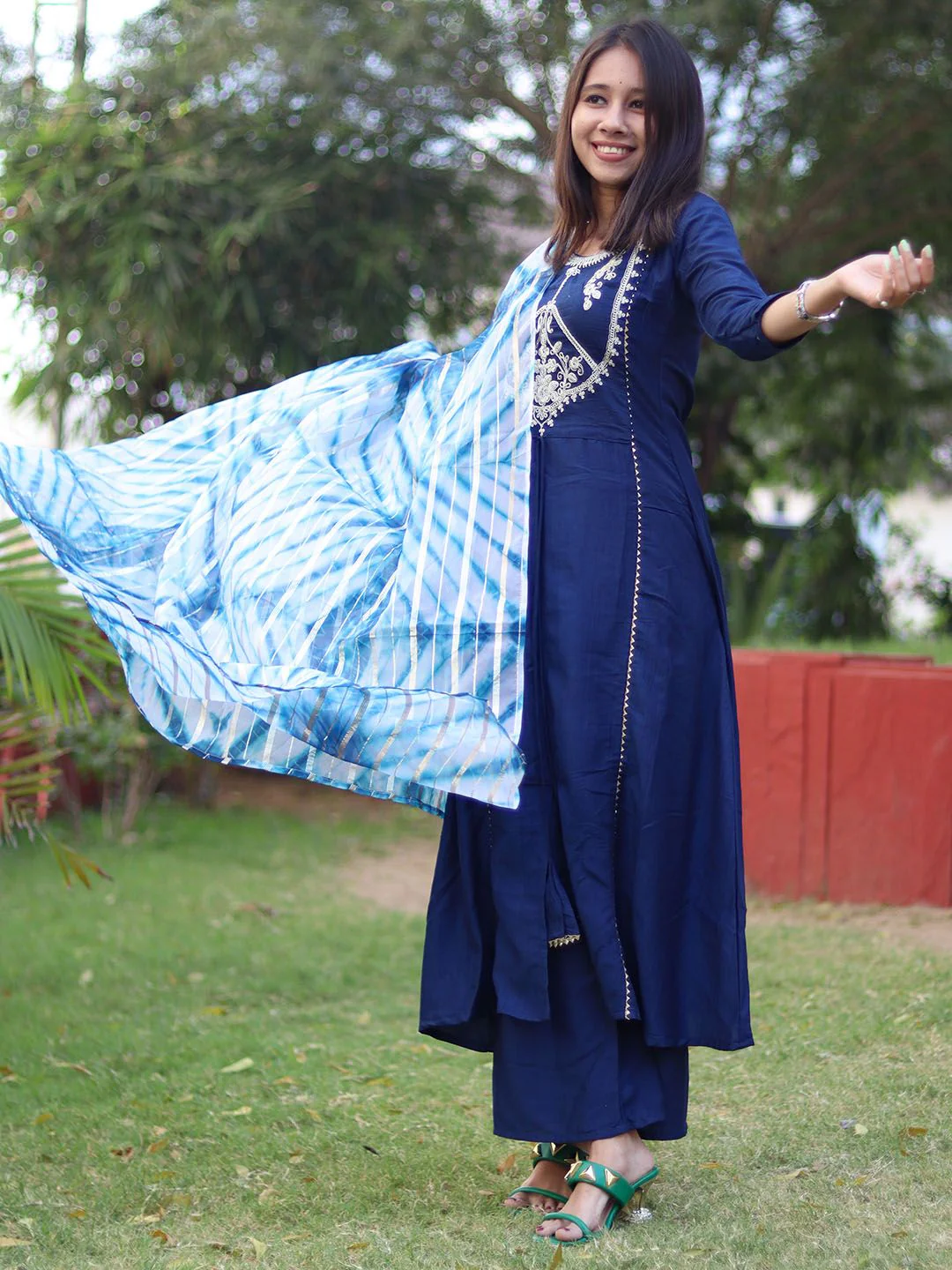 KALINI Women Ethnic Motifs Yoke Design Gotta Patti Kurta with Palazzos & With Dupatta - Image 3