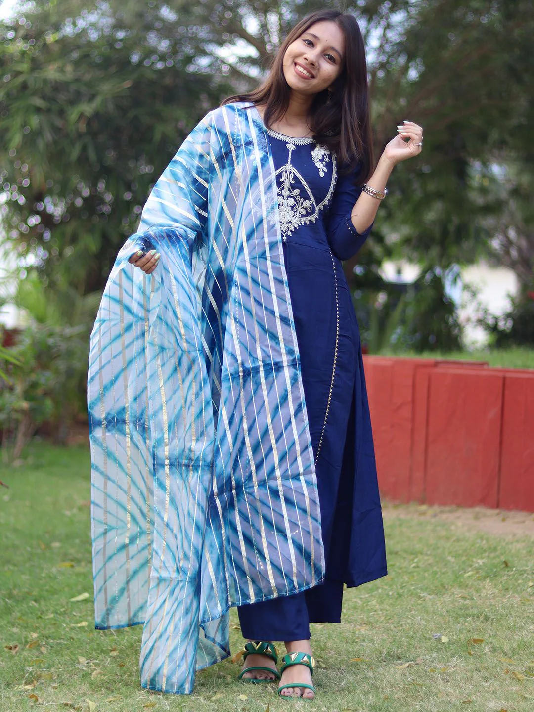 KALINI Women Ethnic Motifs Yoke Design Gotta Patti Kurta with Palazzos & With Dupatta - Image 4