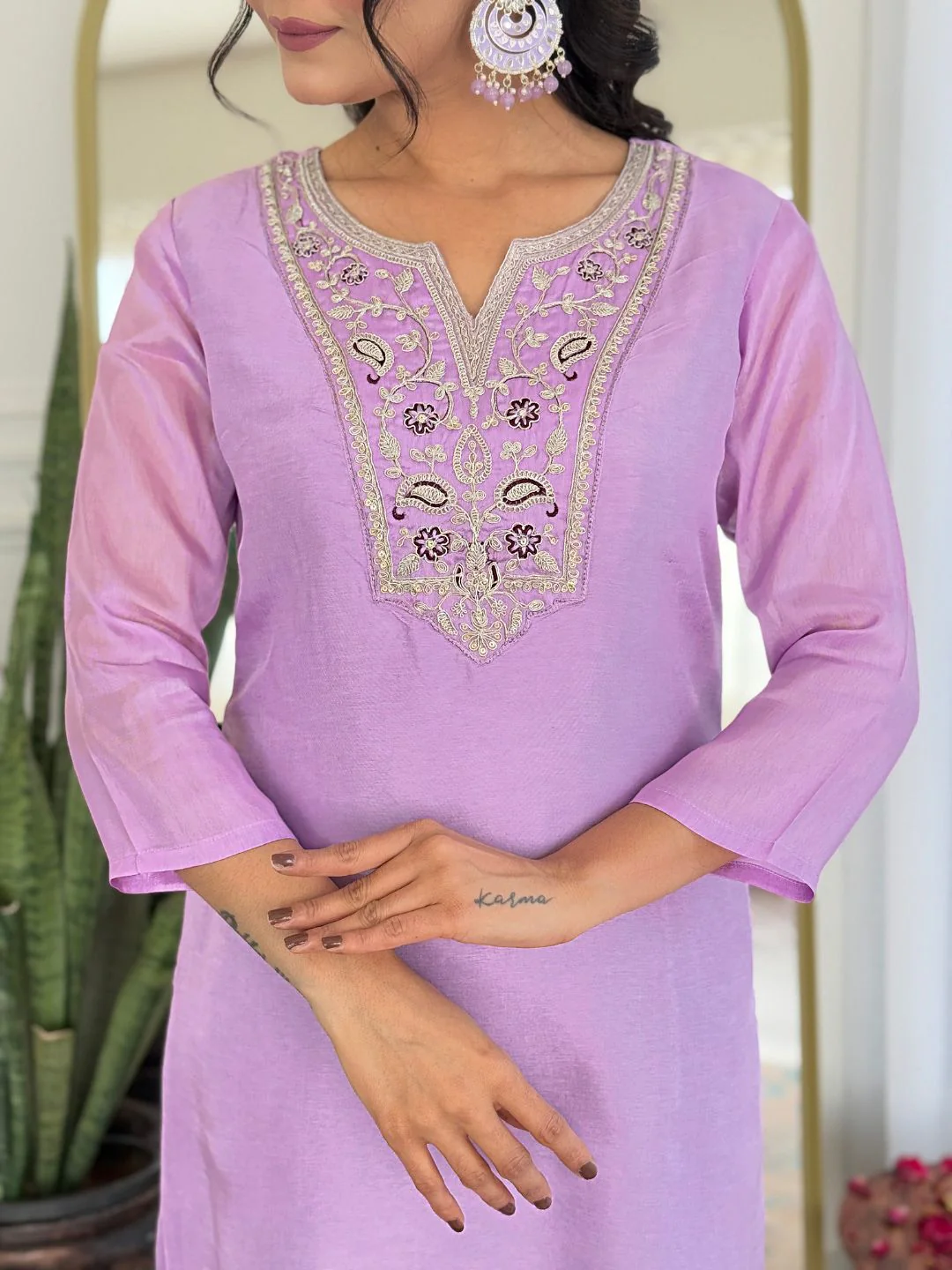 KALINI Women Floral Embroidered Regular Thread Work Kurta with Trousers & With Dupatta - Image 2