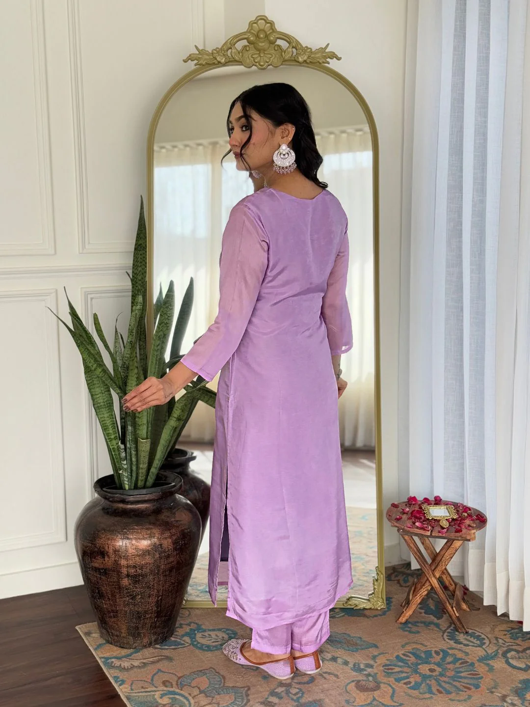 KALINI Women Floral Embroidered Regular Thread Work Kurta with Trousers & With Dupatta - Image 5