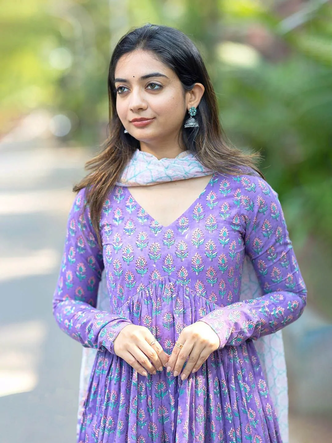 KALINI Women Floral Printed Pleated Kurta With Trousers & Dupatta - Image 6