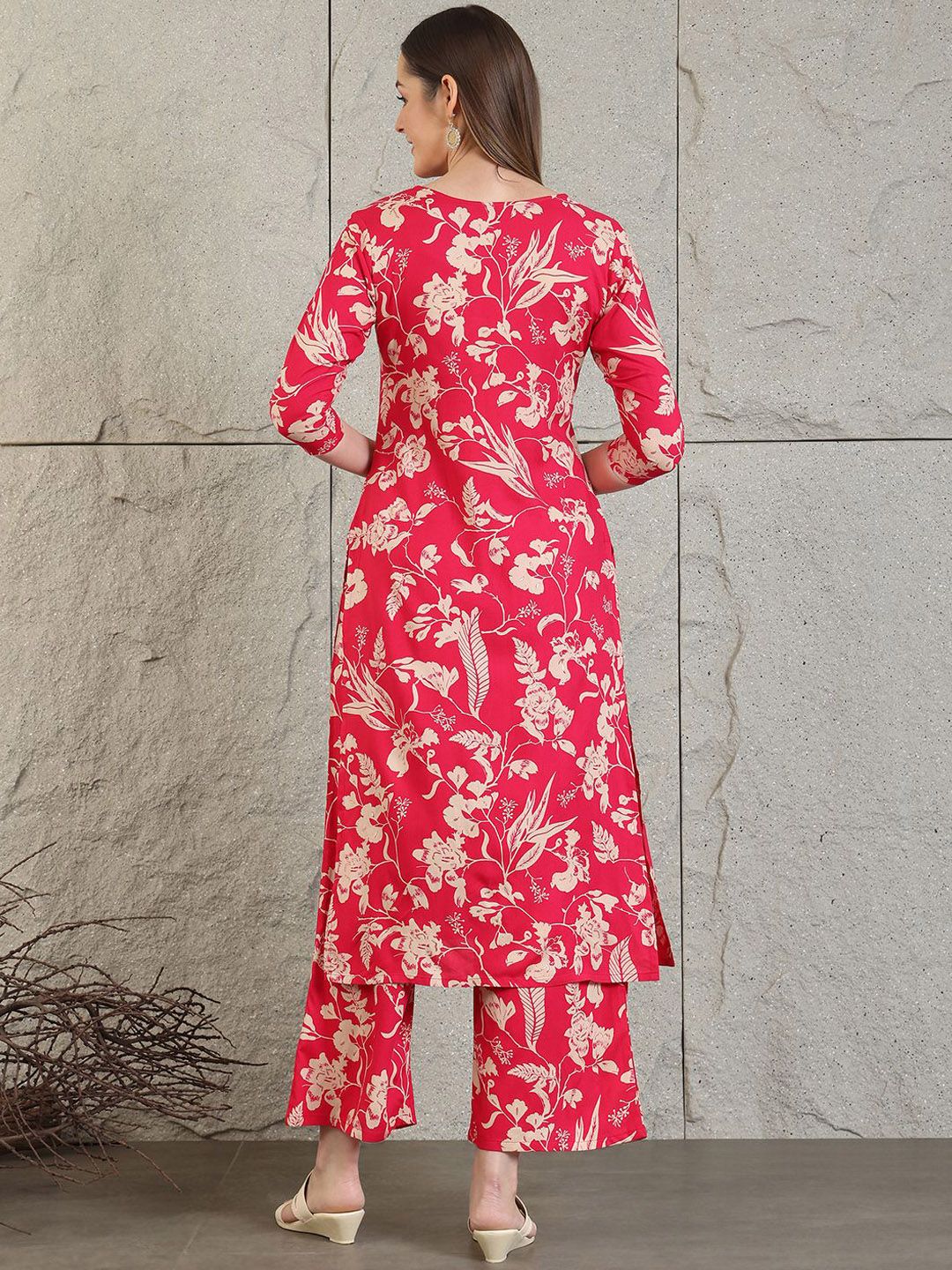 KALINI Women Floral Printed Regular Kurta with Palazzos - Image 4