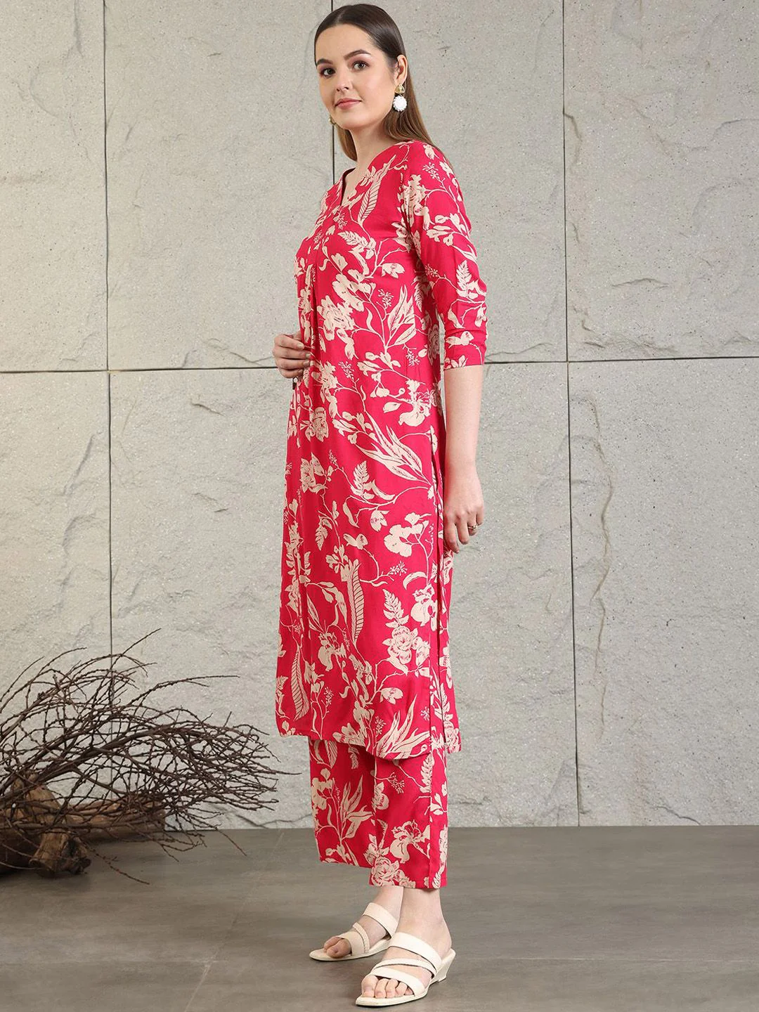 KALINI Women Floral Printed Regular Kurta with Palazzos - Image 5