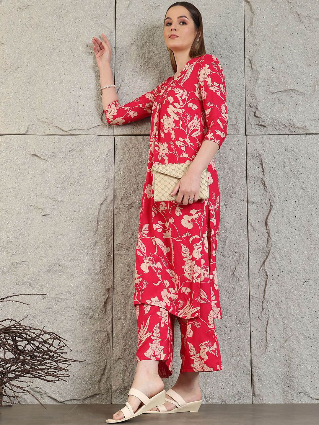 KALINI Women Floral Printed Regular Kurta with Palazzos - Image 6
