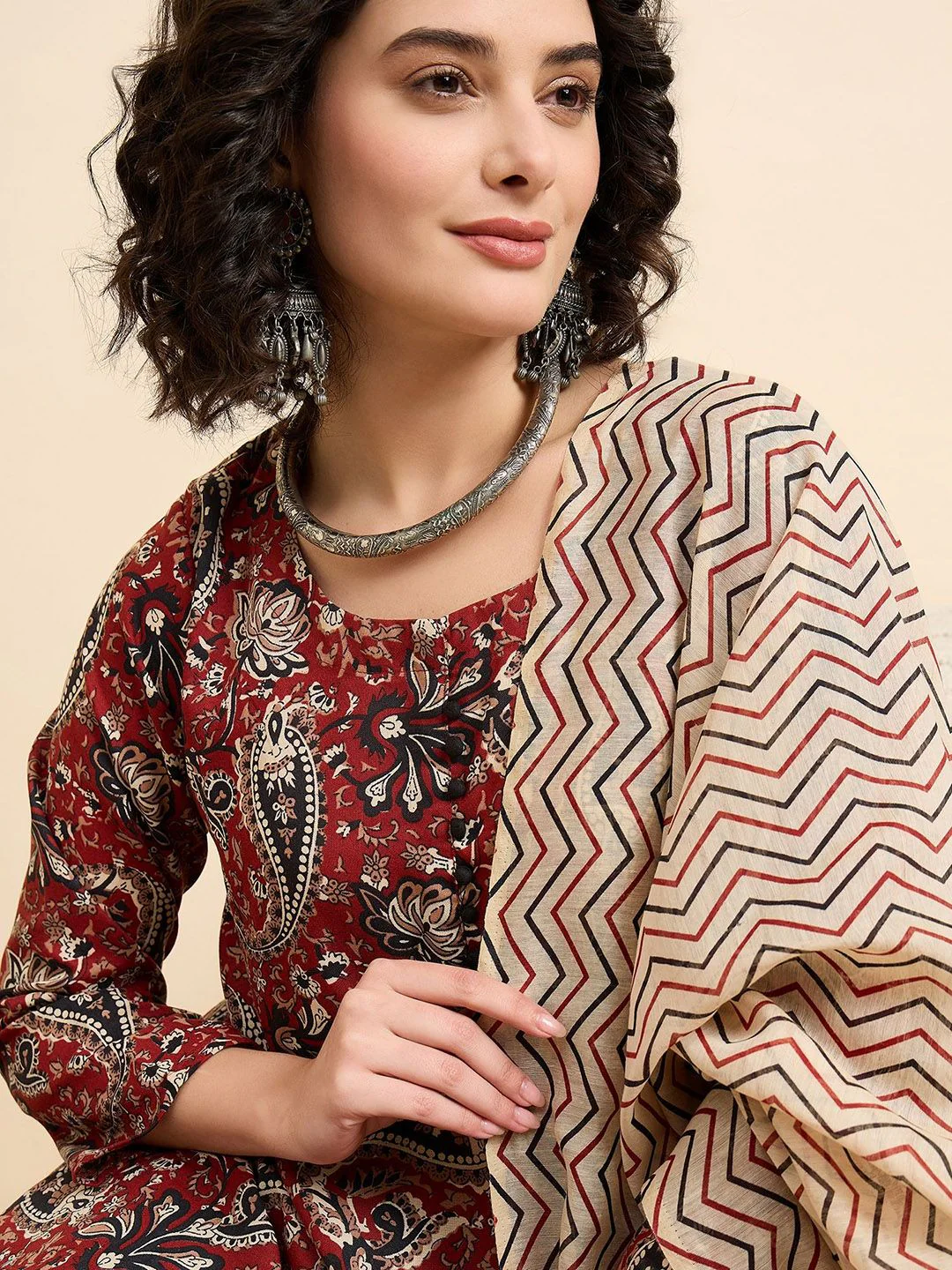 KALINI Women Floral Printed Regular Kurta with Trousers & With Dupatta - Image 2