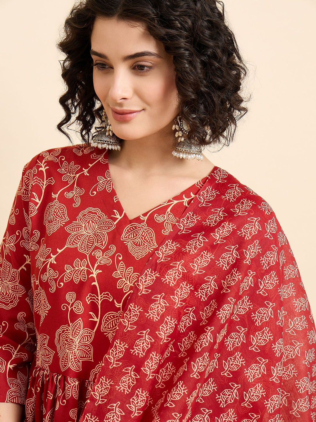 KALINI Women Floral Printed Regular Kurta with Trousers & With Dupatta - Image 2