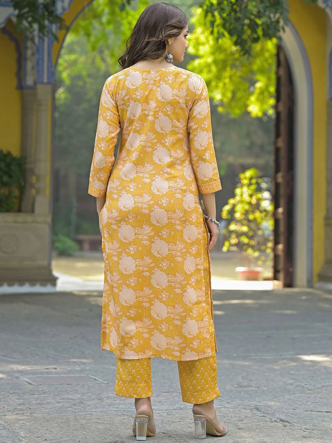 KALINI Women Floral Printed Regular Kurta with Trousers & With Dupatta - Image 4
