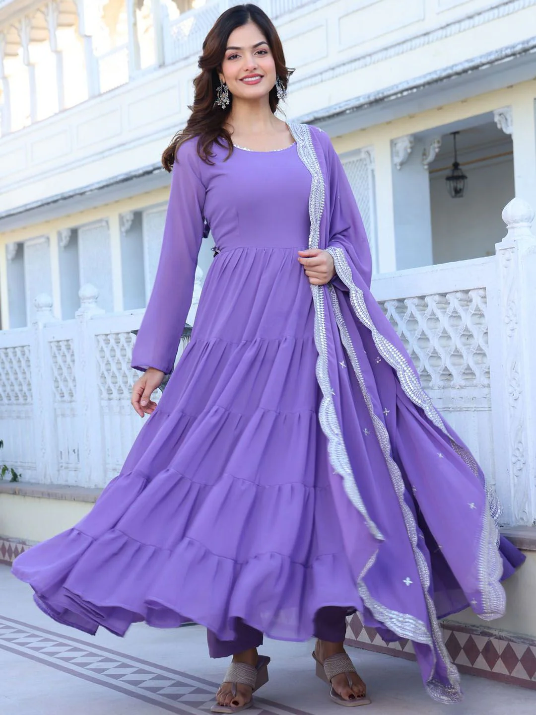 KALINI Women Layered Kurta with Trousers & With Dupatta