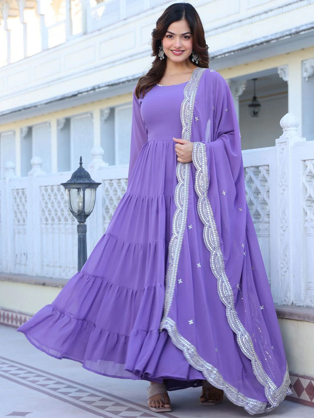 KALINI Women Layered Kurta with Trousers & With Dupatta - Image 3