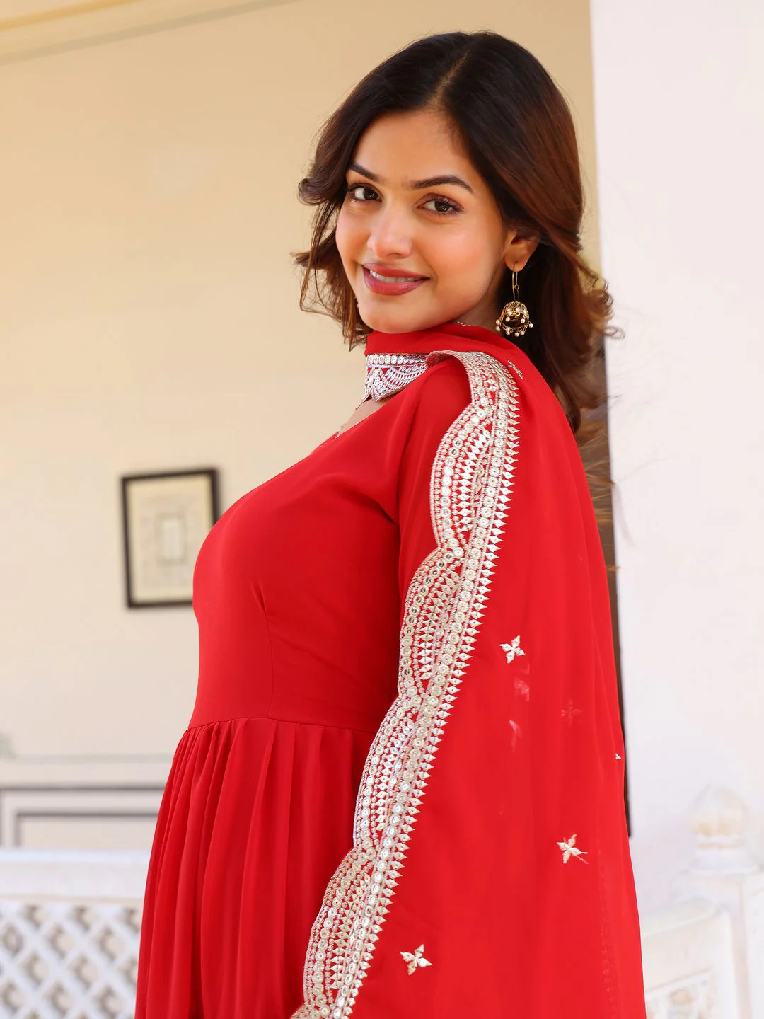 KALINI Women Layered Kurta with Trousers & With Dupatta - Image 7